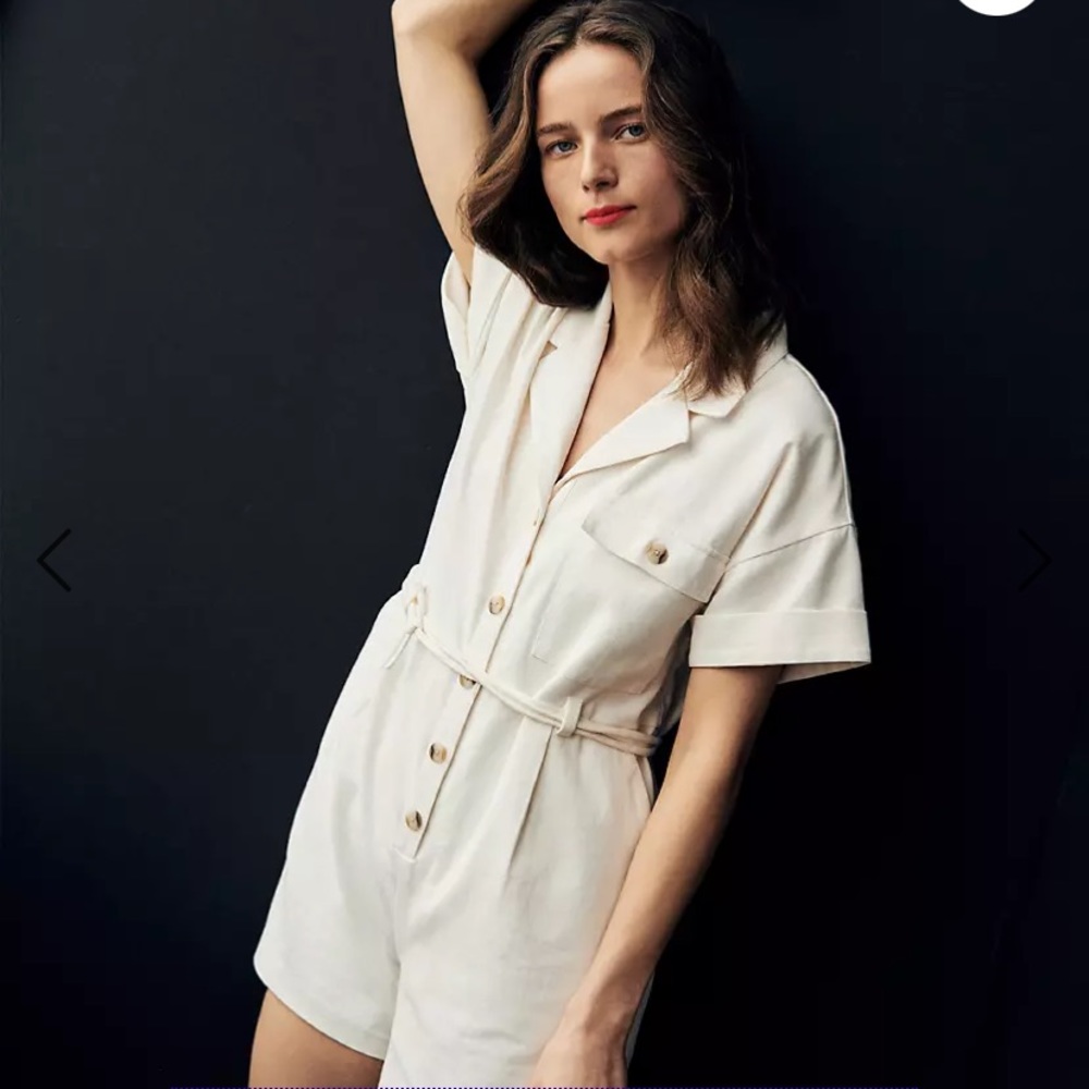 Madewell XL White Belted Safari Romper
